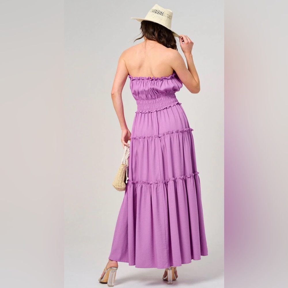 Purple Strapless Ruffled Tiered Maxi Dress – Boutique – Size Medium - Picture 5 of 5